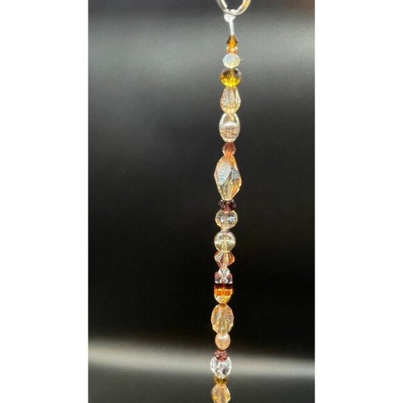 Beaded Suncatcher - Brown Gold - Clear Triangular Prism - Hanging Decor - Picture 9 of 13